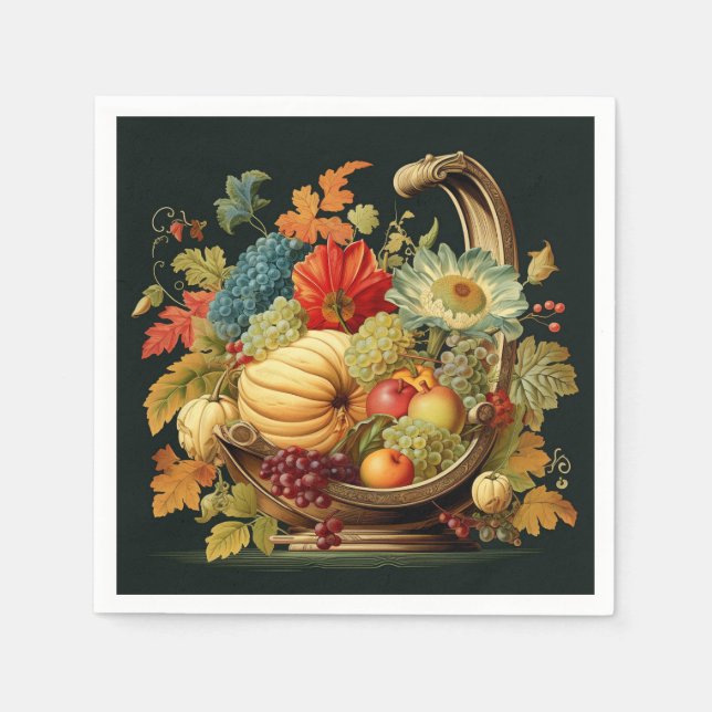 Serviette En Papier Cornucopia Harvest : Fête abondante (Devant)