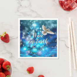 Serviette En Papier Correspondance Blue Dove Peace Cocktail de Noël