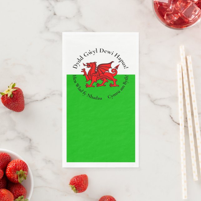 Serviette En Papier Correspondance Welsh Dragon St David's Day (En situation)