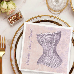 Serviette En Papier Corset victorien en damas rose violet de style vin