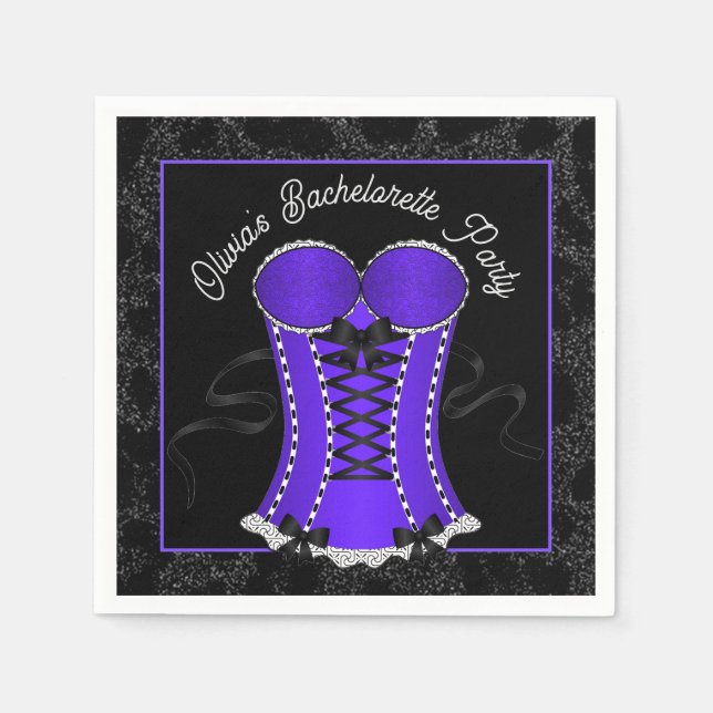Serviette En Papier Corset Violet Coquin  (Devant)