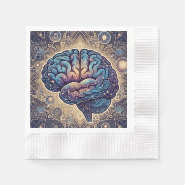Serviette En Papier Cosmic Mind Mandala – Abstract Brain Art (Devant)