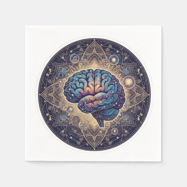 Serviette En Papier Cosmic Mind Mandala – Abstract Brain Art (Devant)