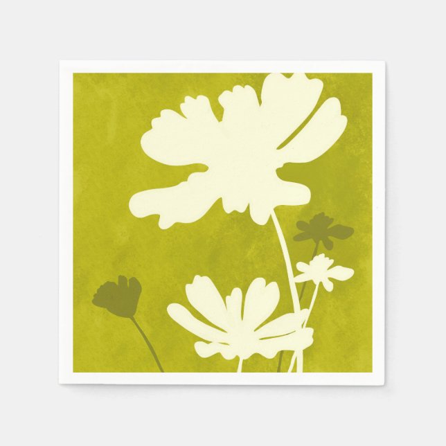 Serviette En Papier Cosmos Floral Silhouette Lime Vert Été Accueil (Devant)