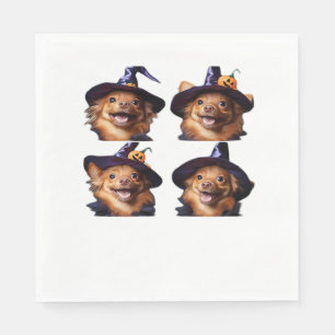 Serviette En Papier Costume de sorcière drôle de Chihuahua pour Hallow