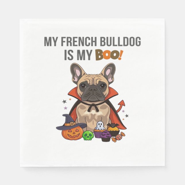 Serviette En Papier Costume d'Halloween pour chien français Mon Bulldo (Devant)