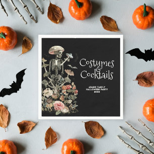 Serviette En Papier Costume floral noir Halloween et cocktails