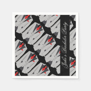 Serviette En Papier Costume gris homme personnalisé et Cravate rouge s