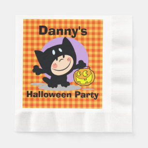 Serviette En Papier Costume LittleBoyin avec Citrouille OrangeGingham