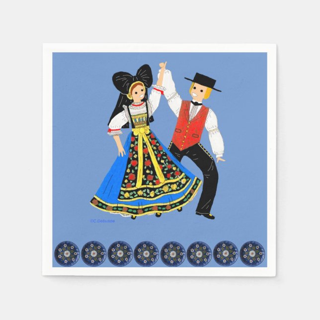 Serviette En Papier Costume traditionnel d'Alsace, France (Devant)