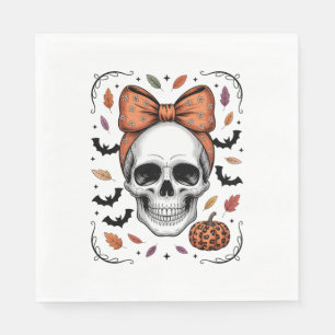 Serviette En Papier Cosy Automne Crâne Coquette Bow, automne