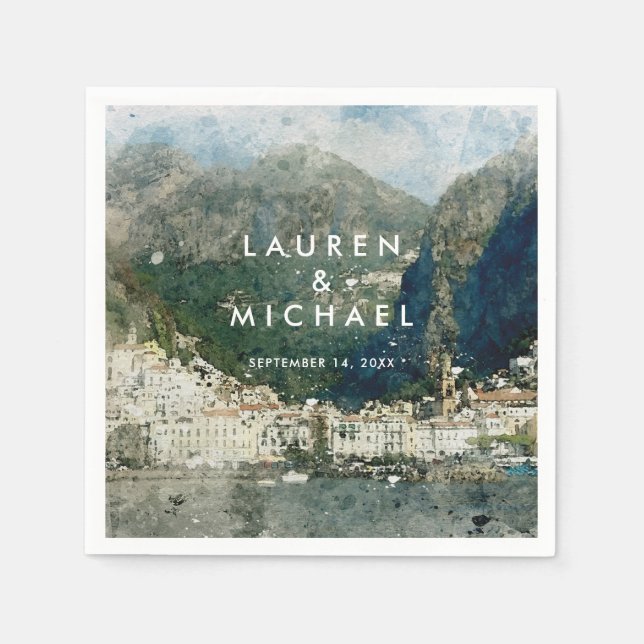 Serviette En Papier Côte d'Amalfi Italie pittoresque serviettes mariag (Devant)