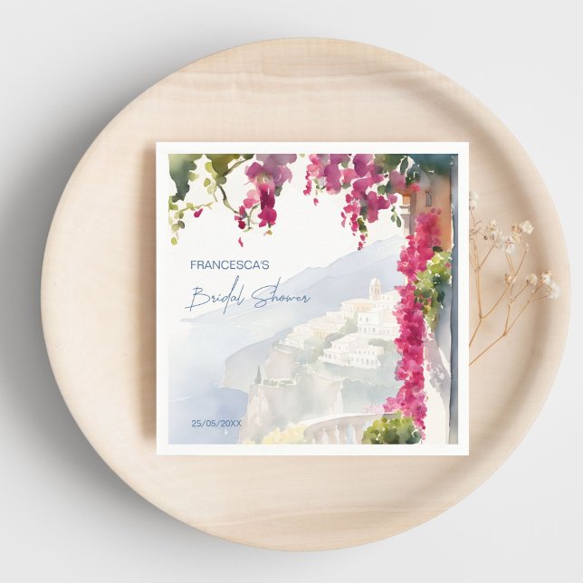 Serviette En Papier côte d'Amalfi Méditerranée italien enterrement de  (Amalfi coast Mediterranean Italian bridal shower template Napkins personalized tableware)