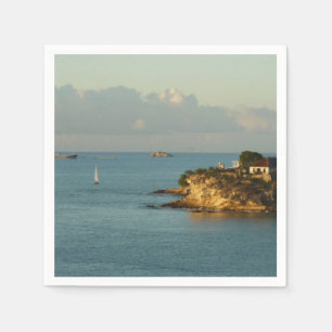 Serviette En Papier Côte d'Antiguan Beau paysage marin de l'île