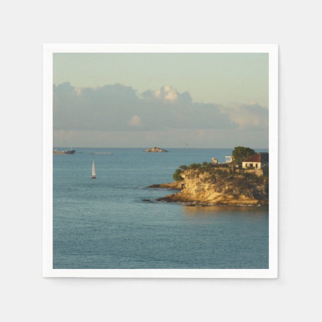 Serviette En Papier Côte d'Antiguan Beau paysage marin de l'île (Devant)