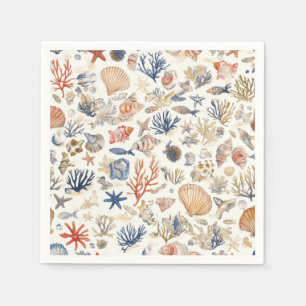 Serviette En Papier Côtière rustique - Coquillages, Starfish, Reef (12