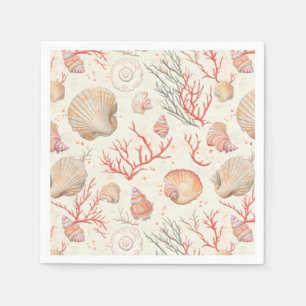 Serviette En Papier Côtière rustique - Coquillages, Starfish, Reef (16