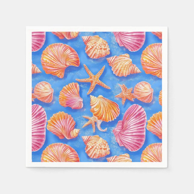 Serviette En Papier Côtière rustique - Coquillages, Starfish, Reef (30 (Devant)