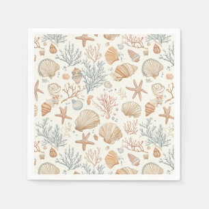 Serviette En Papier Côtière rustique - Coquillages, Starfish, Reef (32