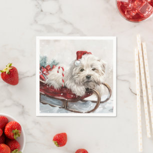 Serviette En Papier Coton De Tulear Chien Fête de Noël