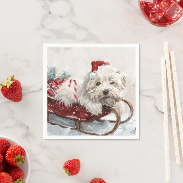 Serviette En Papier Coton De Tulear Chien Fête de Noël (En situation)