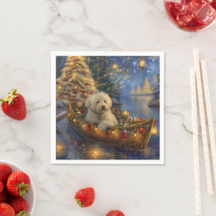 Serviette En Papier Coton De Tulear Noël Festive Voyage