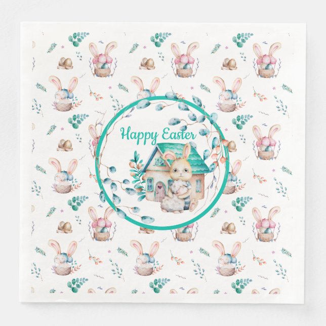Serviette En Papier Cottage du Lapin de Pâques (Devant)