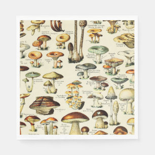 Serviette En Papier Cottagecore Champignons Naturaliste Vintage