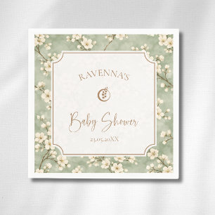 Serviette En Papier Cottagecore Fleur de Sauge Eucalyptus Baby Shower