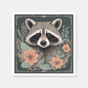 Serviette En Papier Cottagecore Raccoon Jeu d'oreiller
