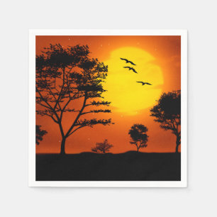 Serviette En Papier Coucher de soleil africain