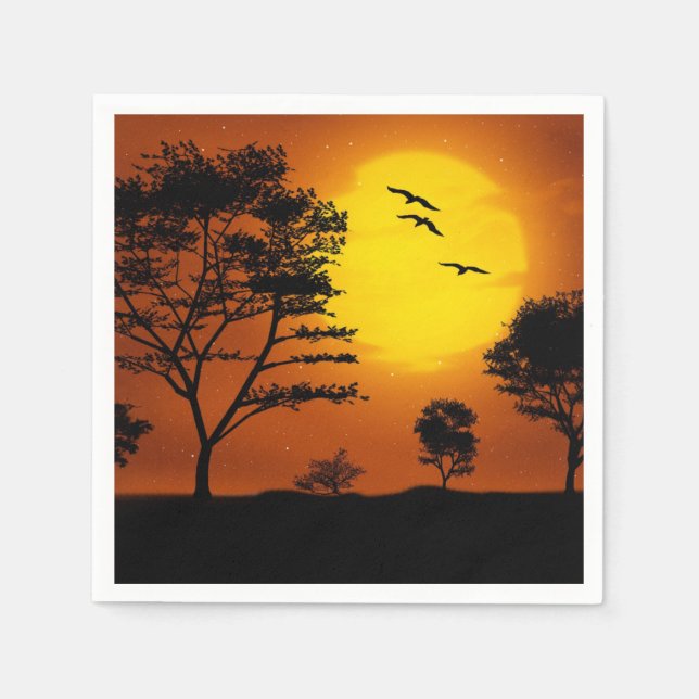 Serviette En Papier Coucher de soleil africain (Devant)
