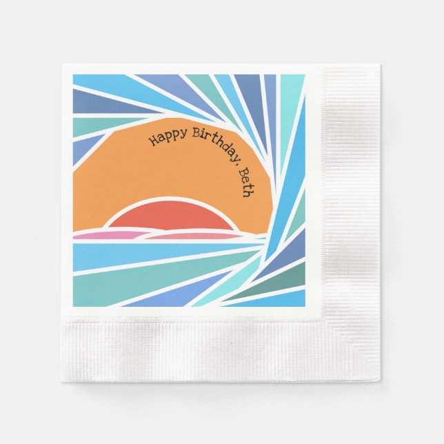 Serviette En Papier Coucher de soleil dans la vague de baril (Devant)