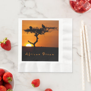 Serviette En Papier Coucher de soleil de rêve africain photo romantiqu