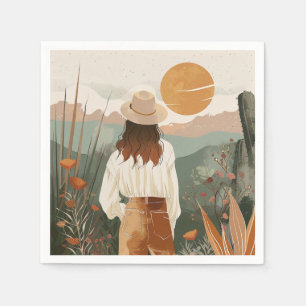 Serviette En Papier Coucher de soleil désert bohème de la vallée de Te