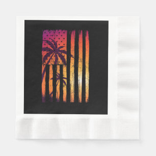 Serviette En Papier Coucher de soleil d'été Palmiers Drapeau Américain