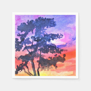 Serviette En Papier Coucher de soleil Dream paysage aquarelle art