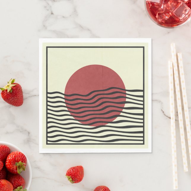 Serviette En Papier Coucher de soleil du style Bauhaus (En situation)