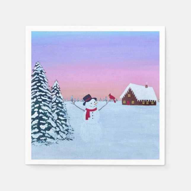 Serviette En Papier coucher de soleil hivernal  (Devant)