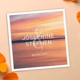 Serviette En Papier Coucher De Soleil Orange Et Violet Photo Mariage P