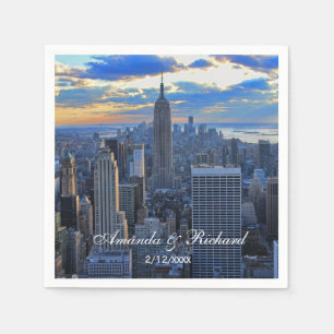 Serviette En Papier Coucher de soleil sur la ligne d'horizon de NYC en