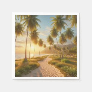 Serviette En Papier coucher de soleil sur la plage des Caraïbes/tropic