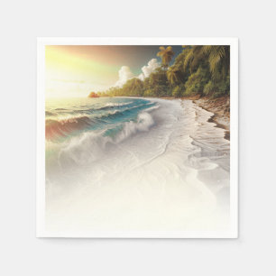 Serviette En Papier Coucher de soleil sur la plage paradisiaque Mariag