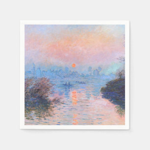 Serviette En Papier Coucher de soleil sur la Seine Claude Monet