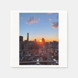 Serviette En Papier Coucher de soleil sur la skyline de New York City