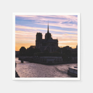 Serviette En Papier Coucher de soleil sur Notre Dame de Paris - Paris,