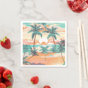 Serviette En Papier Coucher de soleil sur une plage tropicale