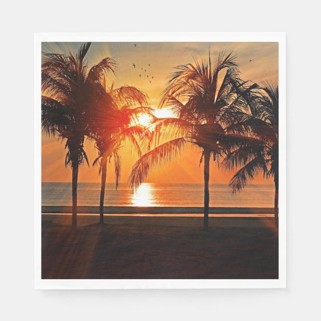 Serviette En Papier Coucher de soleil tropical (Devant)