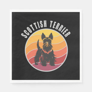 Serviette En Papier Coucher de soleil vintage écossais Terrier