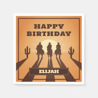 Serviette En Papier coucher du soleil des cowboys de l'ouest